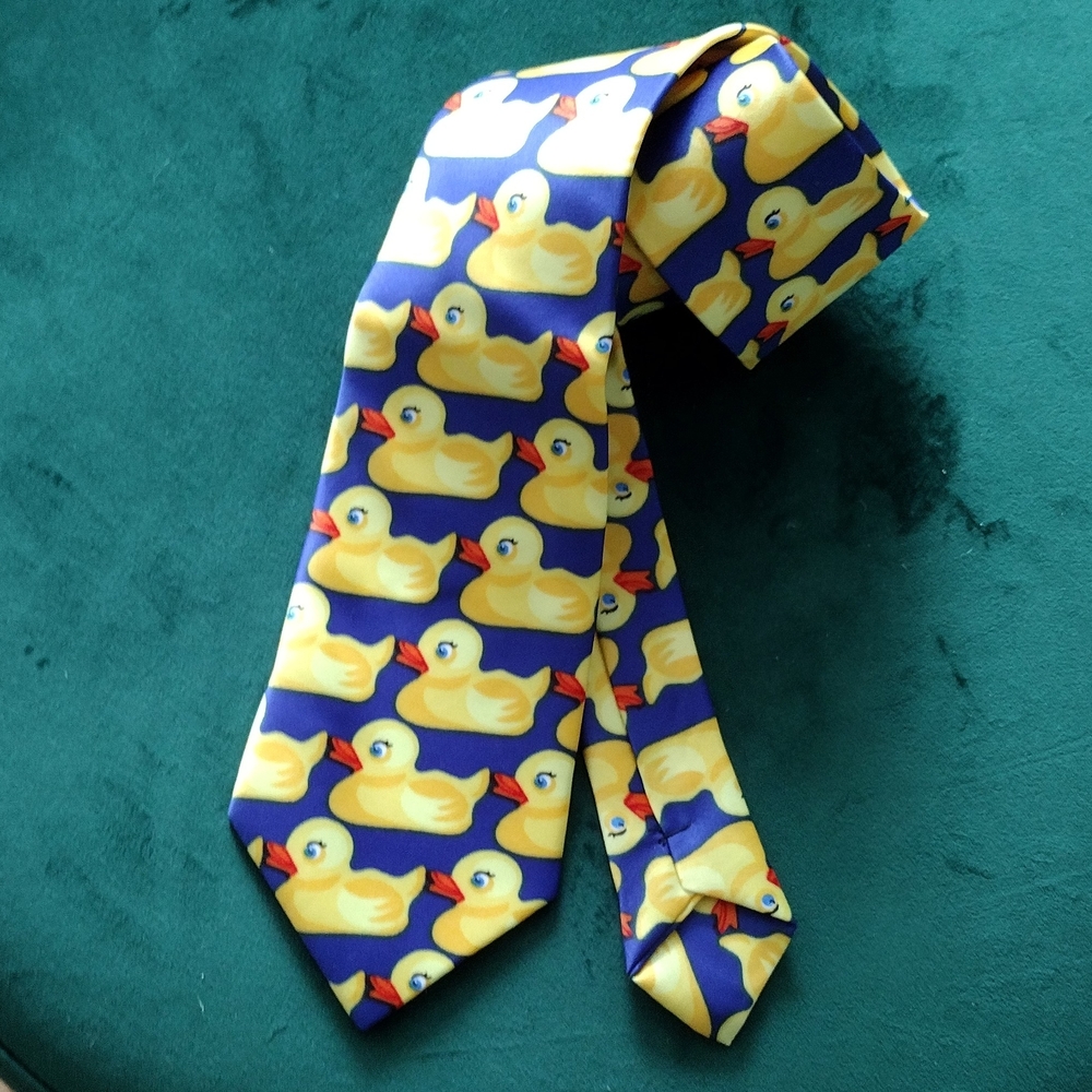 3/$21 Ducky Tie Funny Blue and Yellow Duck Pattern
